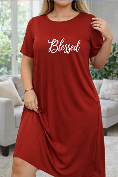 Pink Sky Plus Size Women's Short Sleeve Crew Neck T-Shirt Dress Nightgown