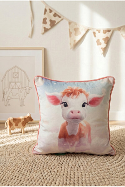 decofav Baby Moo – Pernă pentru copii cu tematică vacă, umplută digital, cu i...