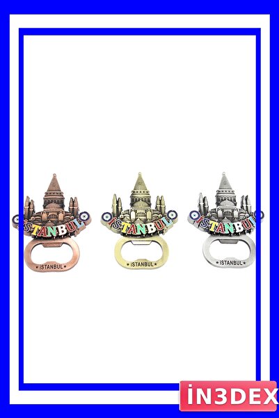 İN3DEX مغناطيس ثلاجة معدني وفتاحة زجاجات بتصميم إسطنبول