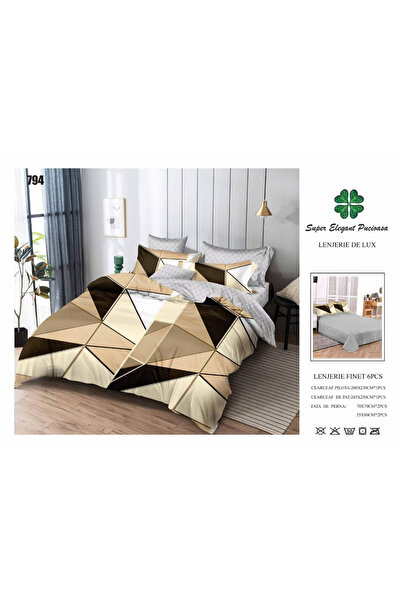 ANATOLIATEKSTILE Finet Bed Linen 6 Pieces, Complete Matrimonial Set, Modern M...