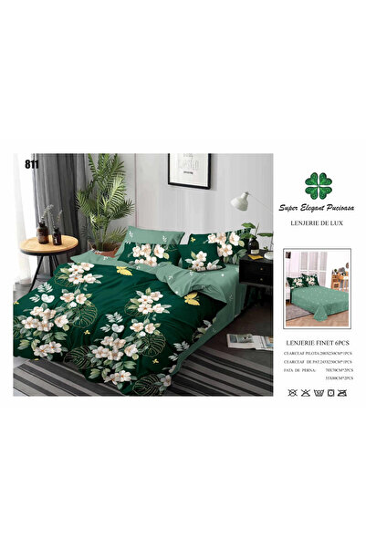 ANATOLIATEKSTILE Finet Bed Linen 6 Pieces, Complete Matrimonial Set, Modern M...