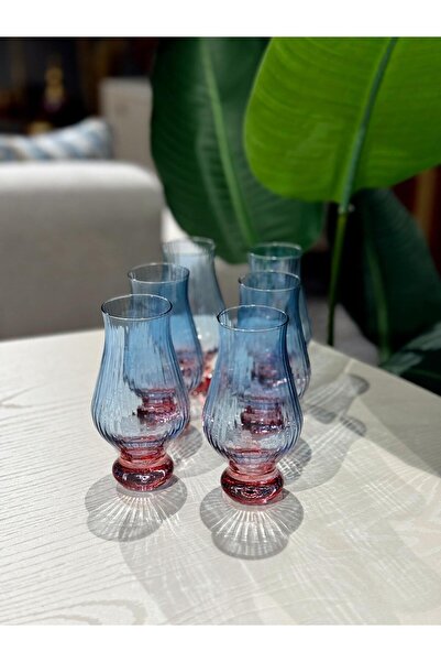 ROY KING Royking Optikli Kahve Yanı Bardak 6'lı Mavi Pembe YV-513