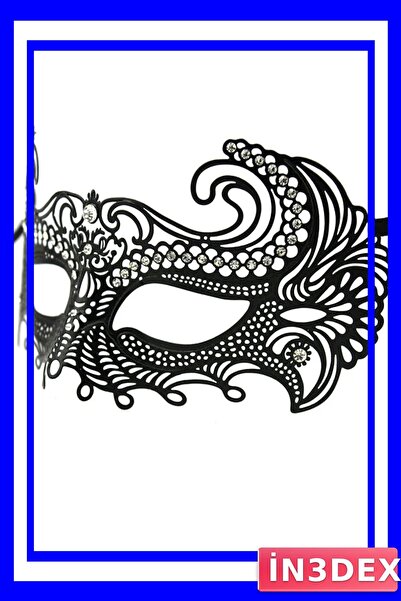 İN3DEX قناع حفلات معدني أسود على طراز البندقية مع تفاصيل كريستالية