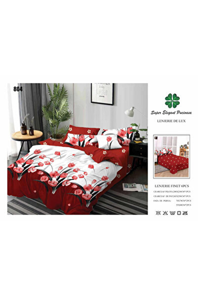 ANATOLIATEKSTILE Finet Bed Linen 6 Pieces, Complete Matrimonial Set, Modern M...