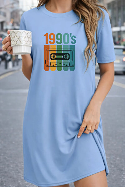 Pink Sky Rochie tricou cu mânecă scurtă pentru femei de mărime mare, cu decol...