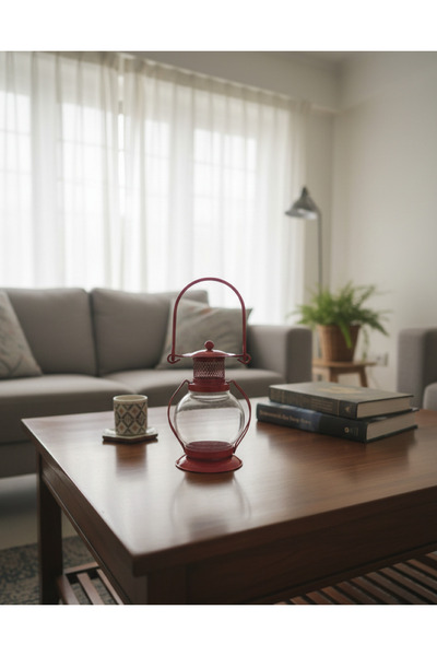Artepieza co. Retro Kırmızı Dekoratif Gemici Feneri - Dekoratif Obje Şamdan v...