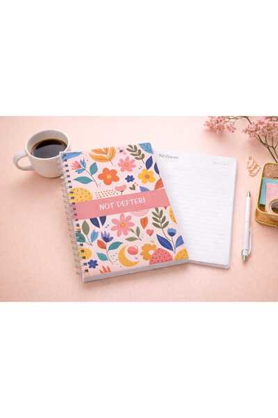 Yağmur Collection A5 Not defteri spiralli çiçekler