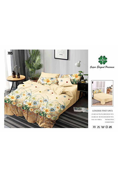 ANATOLIATEKSTILE Finet Bed Linen 6 Pieces, Complete Matrimonial Set, Modern M...