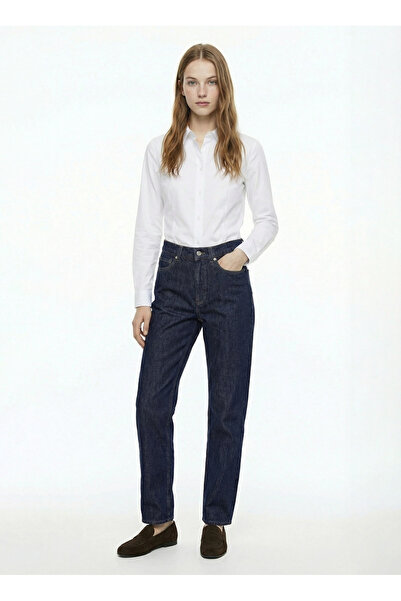 Fabrika Slim Fit Gömlek Yaka Düz Beyaz Kadın Gömlek F6SL-GML0361