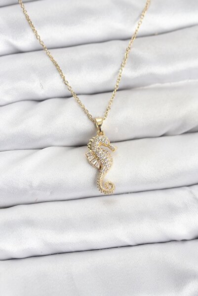 Clariss YRTCL 316L Çelik Zincir Gold Renk Deniz Atı Model Zirkon Taşlı Kadın ...