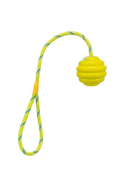 Trixie كرة مموجة معلقة بحبل، لعبة للكلاب، لون ليموني، 6 × 30 سم