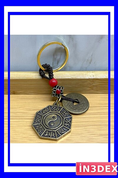 İN3DEX سلسلة مفاتيح معدنية برمز يين يانغ بطول 9 سم