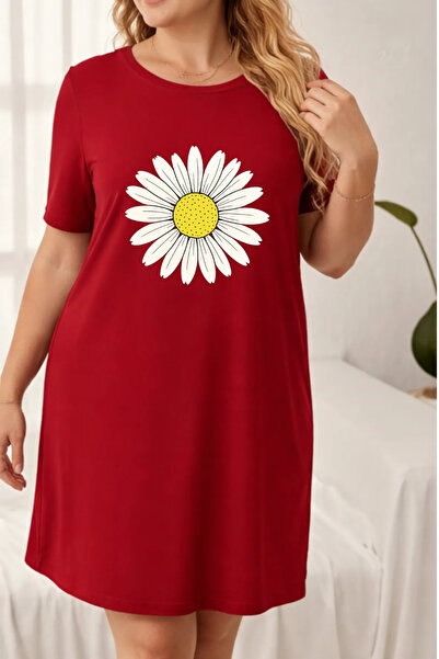 Pink Sky Rochie tricou cu mânecă scurtă pentru femei de mărime mare, cu decol...