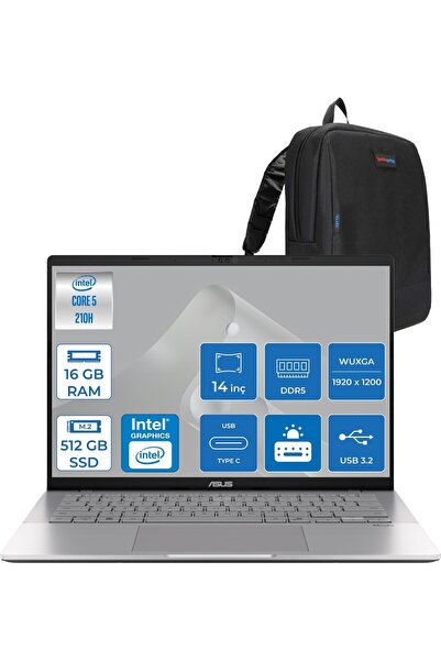 ASUS Vivobook S14 5 210H 16GB Ddr5 512GB SSD 14" Wuxga IPS 60Hz W11PRO LY083P...