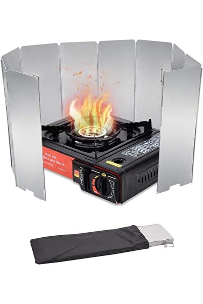 Generic Camp Stove Windshield, 10-Panel Folding Aluminum Windscreen