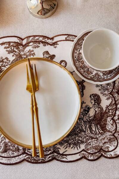 Diva Home French Peasant Patterned 6-Piece Placemat Water Repellent