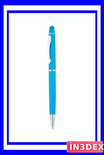 İN3DEX قلم معدني بشاشة تعمل باللمس وقلم للكتابة بطول 14 سم باللون الفيروزي