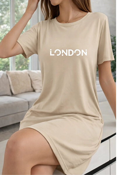 Pink Sky Plus Size Women's Short Sleeve Crew Neck T-Shirt Dress Nightgown