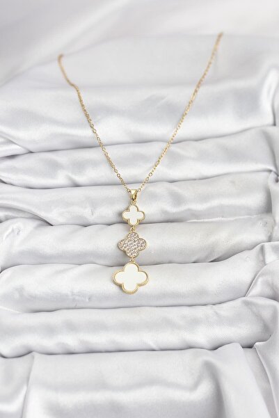 BSRE قلادة نسائية ذهبية اللون مزينة بحجر الزركون (فولاذ 316L)