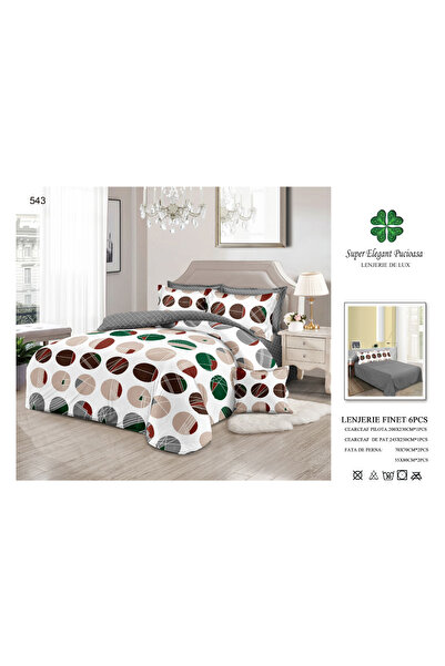 ANATOLIATEKSTILE Finet Bed Linen 6 Pieces, Complete Matrimonial Set, Modern M...