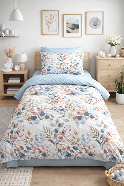 MYSTORY HOME COLLECTION Single Person Elastic Sheet Duvet Cover Set Eucalyptu...