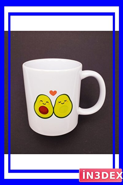 İN3DEX Avocado Patterned Porcelain Mug 8X10Cm