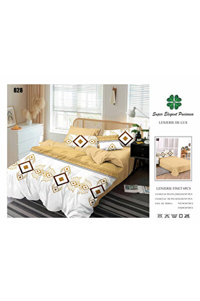 ANATOLIATEKSTILE Finet Bed Linen 6 Pieces, Complete Matrimonial Set, Modern M...