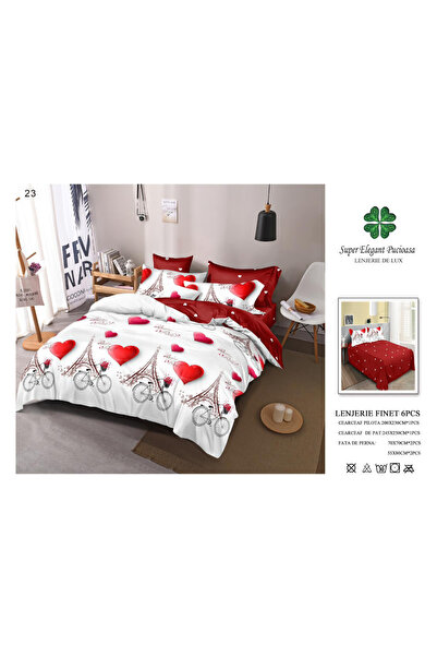 ANATOLIATEKSTILE Lenjerie de Pat Finet 6 Piese, Set Complet Matrimonial, Mode...