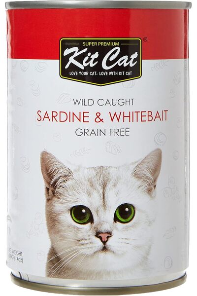 Kit Cat طعام القطط المعلب 400 غرام، سردين المحيط الهادئ مع سمك أبيض طازج