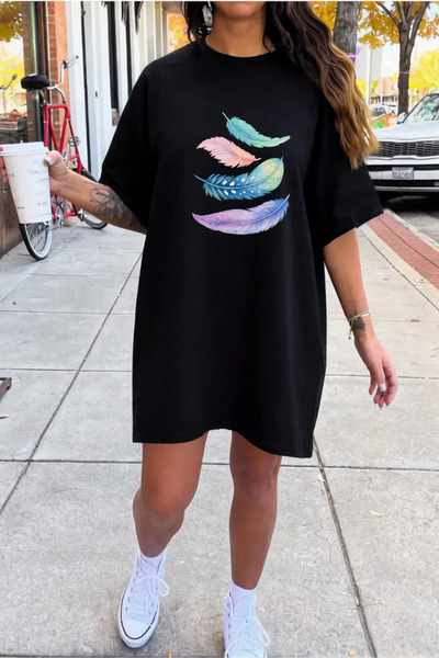 Pink Sky Rochie tricou cu mânecă scurtă pentru femei de mărime mare, cu decol...