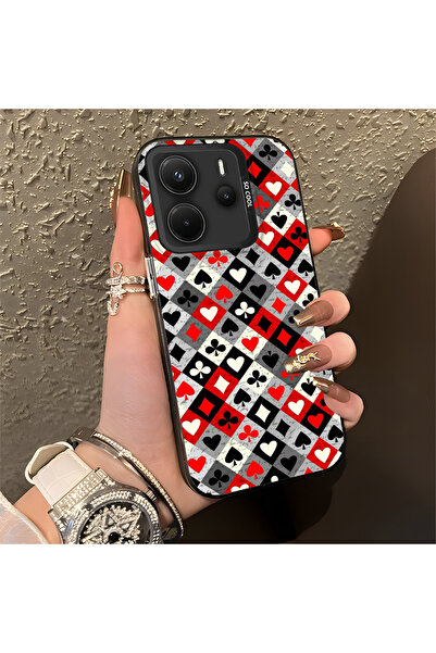 Hontinga حافظة هاتف من السيليكون ذات حافة صلبة ومضادة للسقوط بنمط البوكر متوا...