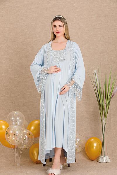 REN Women's Maternity Maternity Nightgown Dressing Gown Set