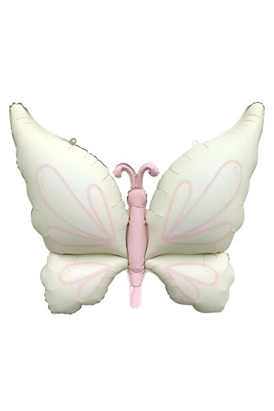 parti sürprizi بالون ريترو كريمي كبير على شكل فراشة 1 قطعة