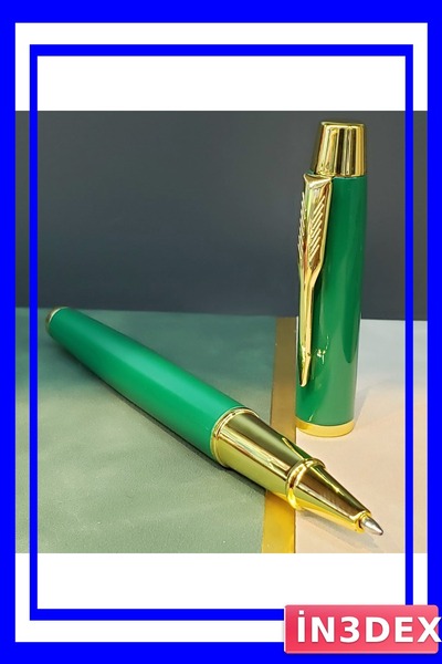 İN3DEX Green Colored Metal Body Ballpoint Pen 13cm