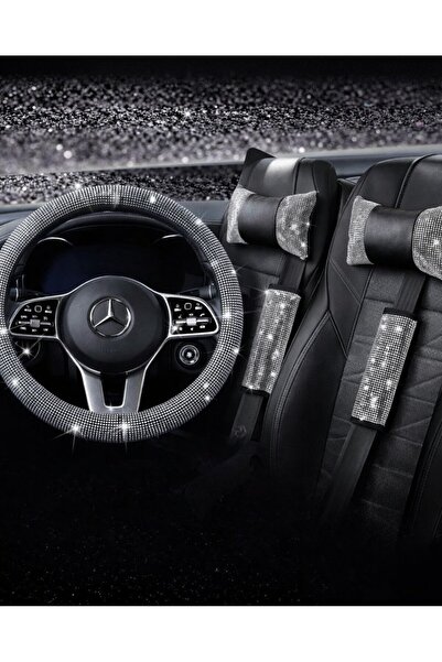 EFEAKS Gümüş Taşlı Direksiyon Kılıfı Ve Konfor Seti