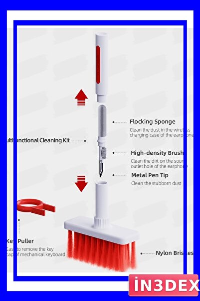 İN3DEX مجموعة تنظيف الكمبيوتر وسماعات الرأس مع رؤوس فرشاة متعددة