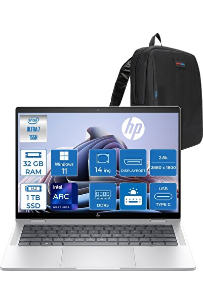 HP Elitebook X360 1040 GEN11 Ultra 7 155H 32GB 1tbSSD W11PRO 14 Inç 2.8k Touc...