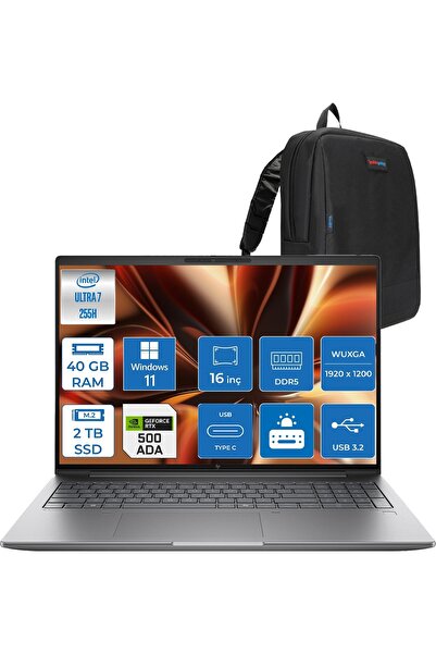 HP Zbook Power Zx 16 G1I Ultra 7 255H 40GB 2tb SSD 6GB/RTXPRO500 16" IPS W11P...