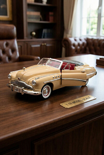 craftivio Motormax 1:18 1949 Buick Roadmaster Diecast Model Araba - Bej - Met...