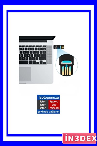 İN3DEX Type-C Connected Sd Card Reader with USB Port