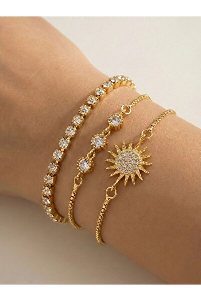 Goldmine طقم أساور من حجر الزركون مع رافعة، ثلاث قطع