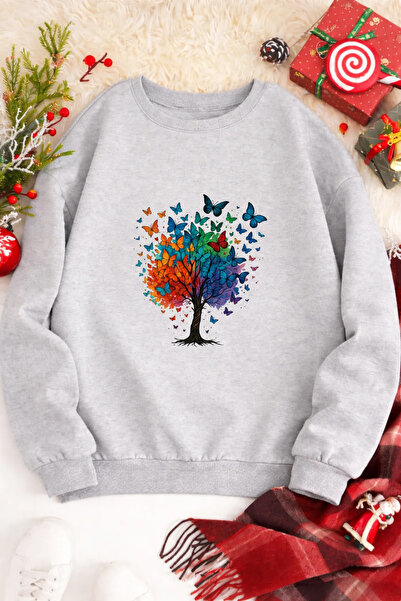 Pink Sky Unisex cu imprimeu guler rotund Swea tricou supradimensionat Bumbac ...