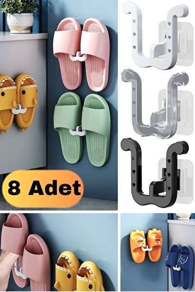 Munico 8 Monte Kendinden Rafı Terlik Adet Kancası Tuvalet Rafı Basit Banyo Du...