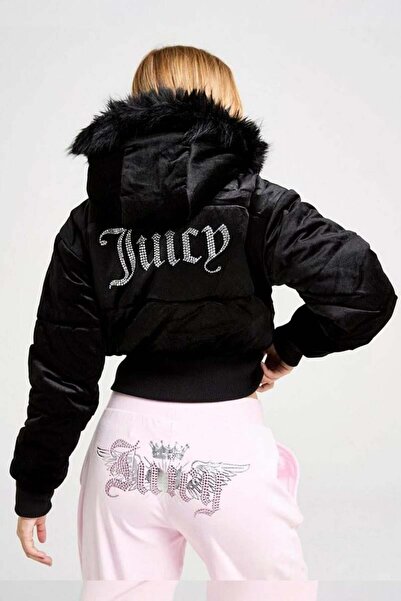 ARS Butik Juicy Plush Hooded Inflatable Short Bottom Rubber Detail Coat