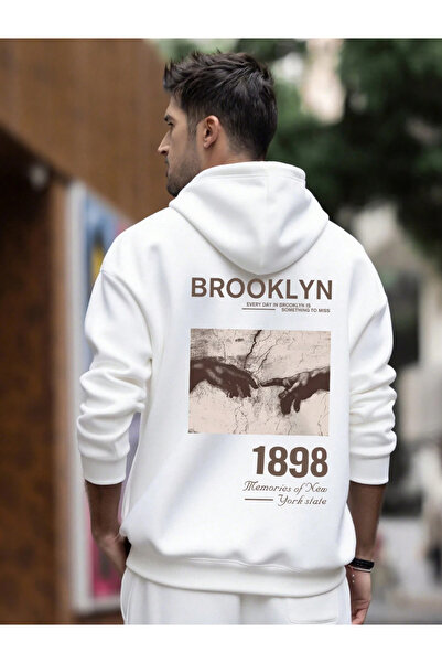 Marco Fresco Hanorac oversize unisex cu imprimeu Brooklyn tricou