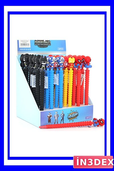 İN3DEX قلم متعدد الأقلام بـ 7 ألوان مع شخصية بطلية، طول 17 سم