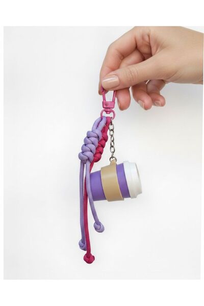 mibales سلسلة مفاتيح على شكل كوب قهوة مع خطاف من حبل باراكورد من بيرنتست، إكس...