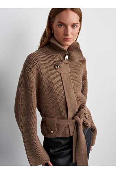 Özgürbutik Belted Detail Cardigan Jacket