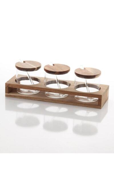 MİEN 3-Piece Acacia Glass Spice Rack