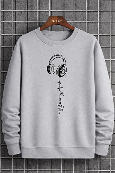 Pink Sky Φούτερ Unisex με τύπωμα με λαιμόκοψη oversized βαμβακερό καθημερινό ...